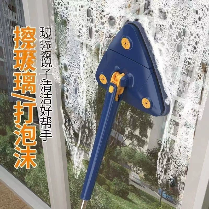 Швабра без помощи рук для чистки стен, стекол, ленивая вращающаяся ручная треугольная большая имитация бытовой техники