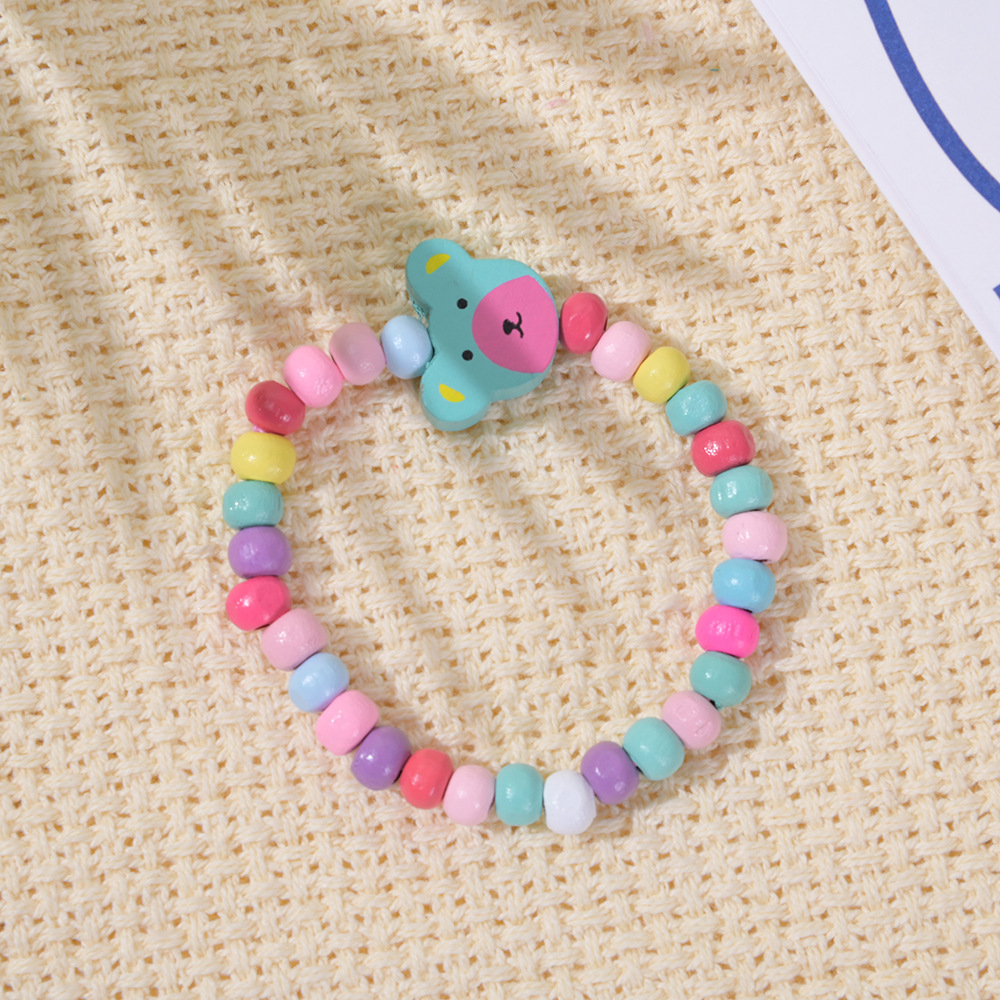 Cartoon Style Heart Shape Wood Kidu0027S Bracelets 12 Pieces