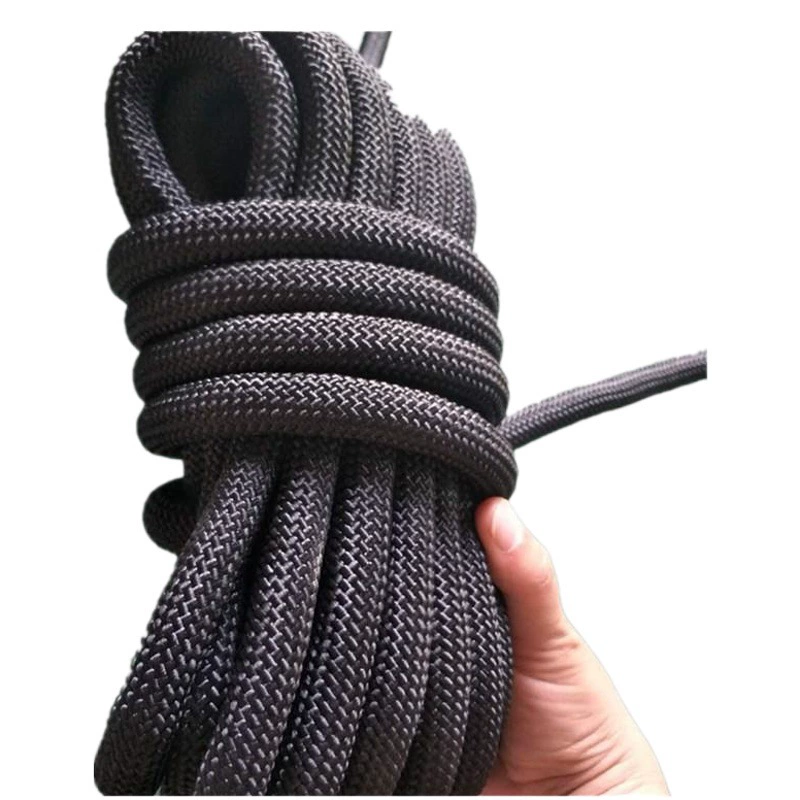 Предложение Наружная Защитная веревка для скалолазания Черная полиэфирная веревка для скалолазания Плетеная спасательная веревка Нейлоновая статическая веревка