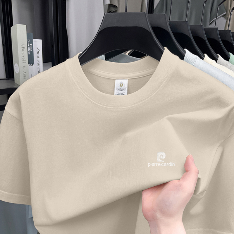 Pierre Cardin Men's Basic Cotton T-Shirt Summer Round Neck Short-Sleeved Casual Versatile Breathable Base Shirt Pierre Cardin Men's Basic Cotton T-Shirt Summer Round Neck Short-Sleeved Casual Versatile Breathable Base Shirt