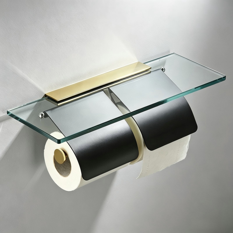Titular de papel higiénico baño cobre teléfono móvil rack de almacenamiento Hotel ingeniería tejido caja de baño montado en la pared titular de tejido higiénico