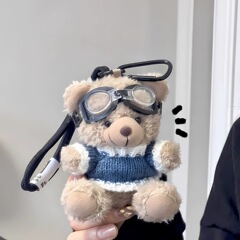 Insネットの赤いパイロットの熊のぬいぐるみのアイデアの人形のかわいい熊のぬいぐるみのキーホルダーはプレゼントを掛けます。