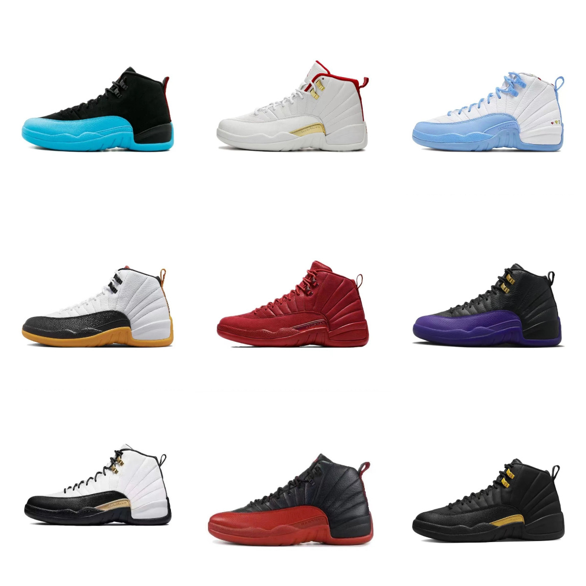 Transfronterizos Putian zapatos puros aj12 hebilla de oro negro Copa del Mundo hebilla de oro Gamma Blue Jiao 12 zapatillas deportivas para hombres y mujeres