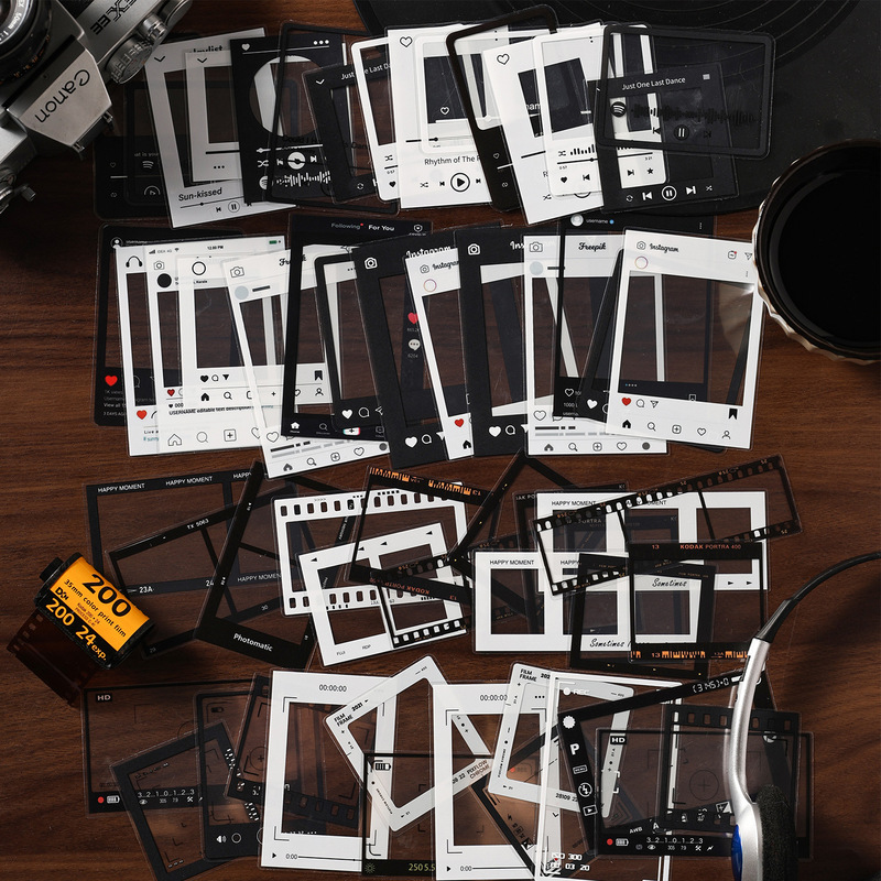 Zabc Sticker Pack Frame Collection Series Photo Frame Film Journal DIY Material Decorative Stickers 20 Sheets in 4 Styles Zabc Sticker Pack Frame Collection Series Photo Frame Film Journal DIY Material Decorative Stickers 20 Sheets in 4 Styles