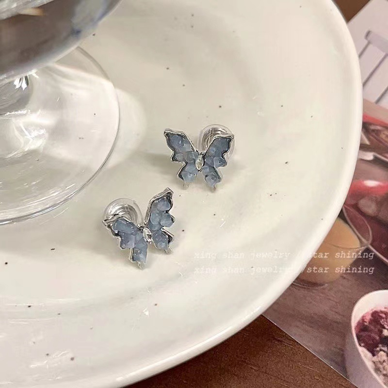 블루 크리스탈 나비 [귀 클립]