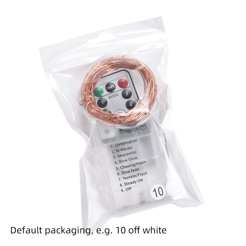 Luces de cadena de control remoto 8 funciones 3AA caja de batería de control remoto cable de cobre luces de cadena de camping luces decorativas de Navidad luces de colores luces de cadena led