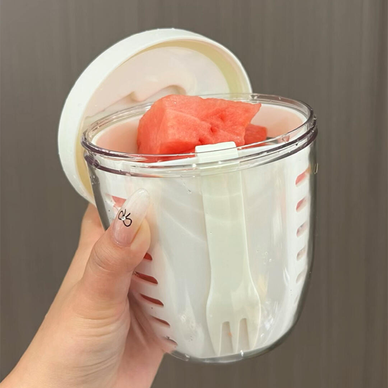 흰색 뚜껑이 달린 흰색 컵 [포크 포함] 650ml [뚜껑이 있는 업그레이드 버전]