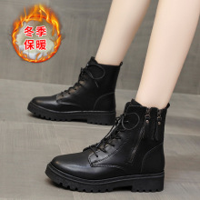 韩版马丁靴女2024秋冬新款短靴厚底百搭英伦风系带ins高帮女鞋潮