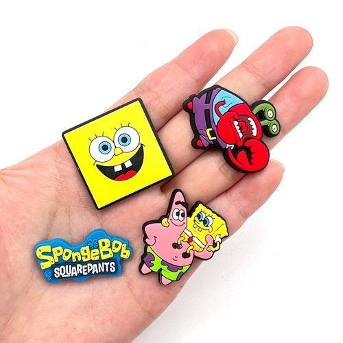SpongeBob SquarePants Series PVC Soft Shoes Flower Shoes Buckle Croc Shoes Decorative Buckle Amazon AliExpress Shoe Accessories