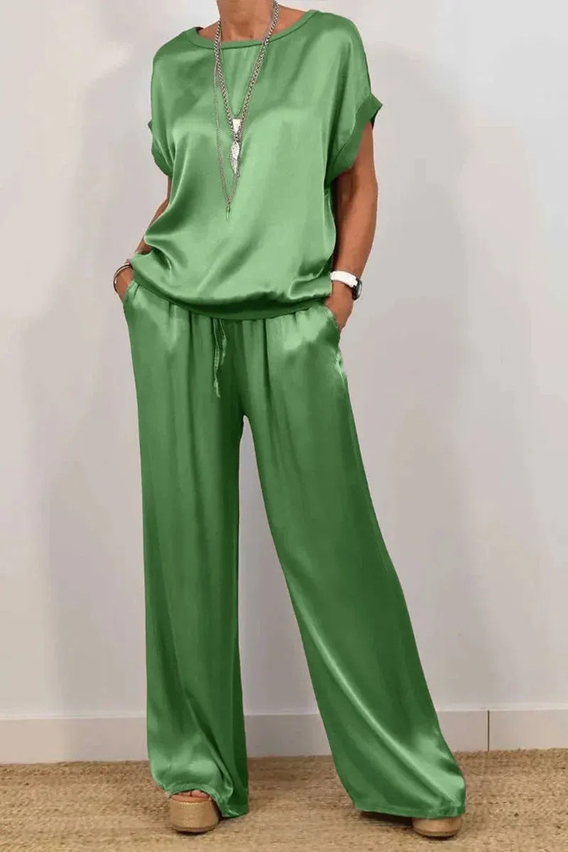 Women's Casual Loose Shirt Wide Leg Trousers Set Spring Summer Trend_ecoleips.com