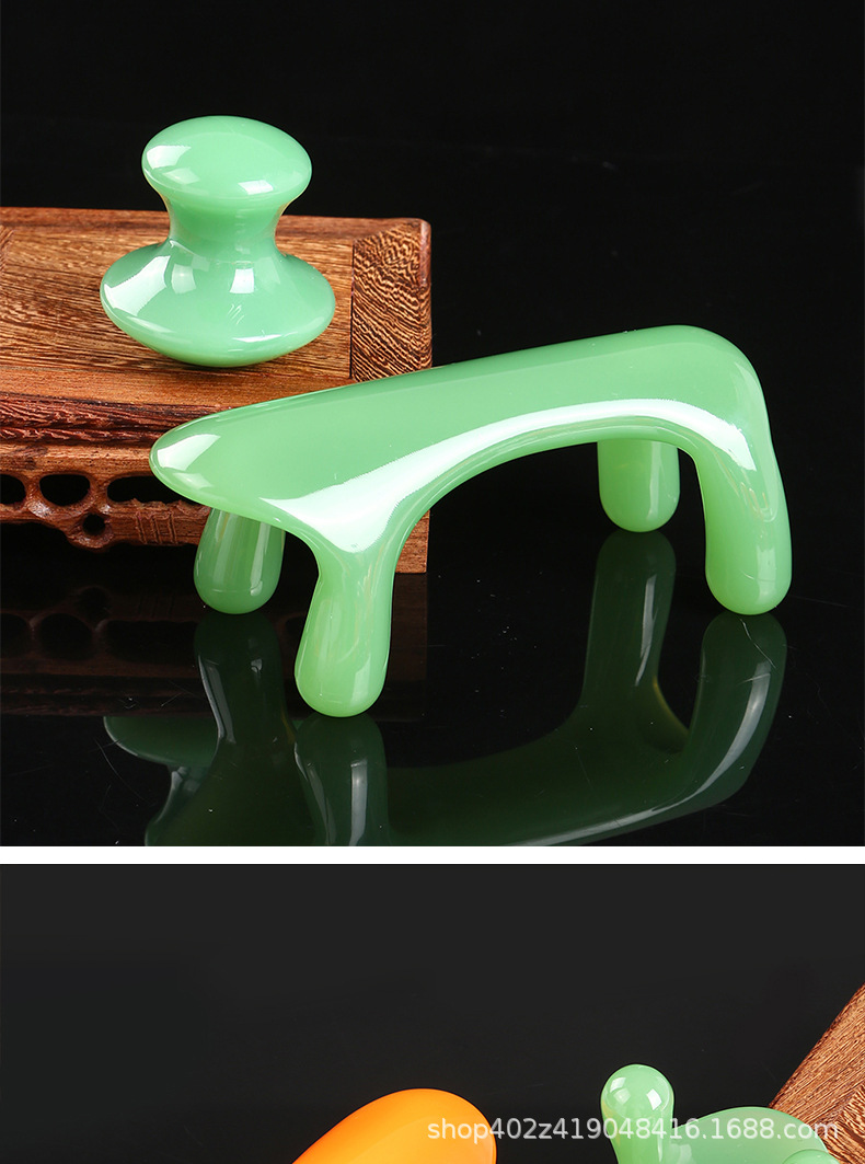 Resin Gua Sha Massage Tool Four-Edge Back Spine Scraper Large Handheld Neck Shoulder Point Massage Tool 100g overview