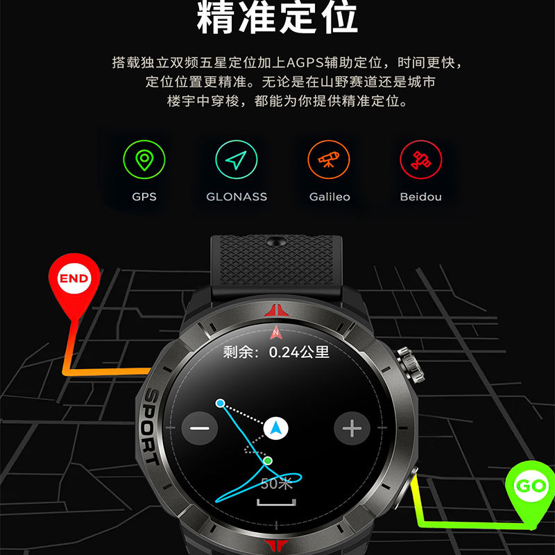 Nuevo reloj inteligente GPS Z6 Bluetooth teléfono reloj deportivo al aire libre brújula AMOLED barómetro de elevación