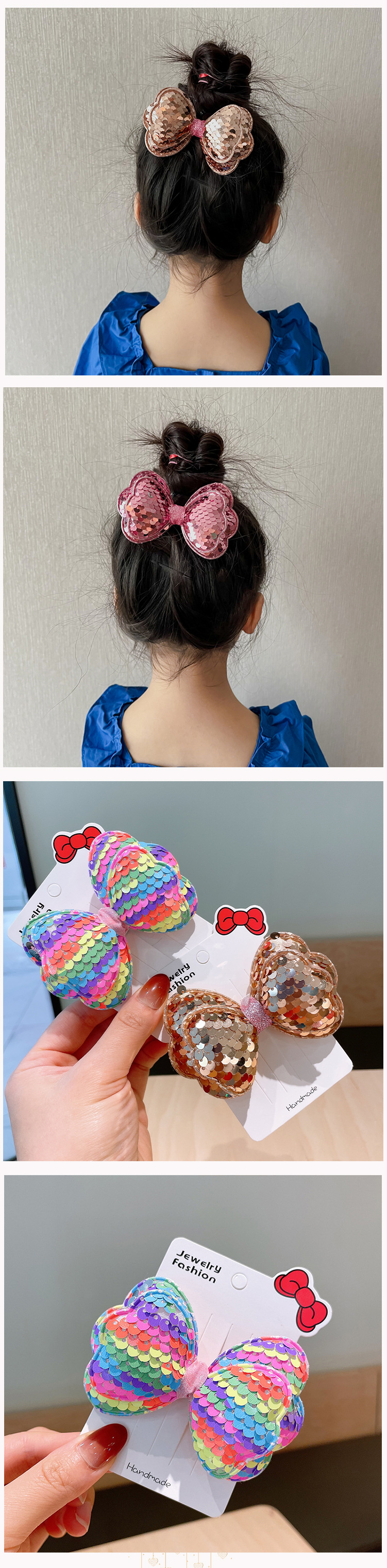 Sequins Design Fashion Style Girl'S Fashion Bow Knot Cloth Sequins Hair Clip