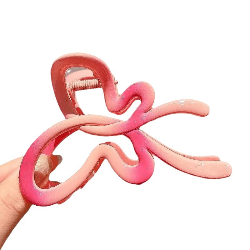 Horquilla de mariposa degradada para mujer, primavera de 2025, nuevo estilo, medio corbata en la parte posterior de la cabeza, clip para el cabello, clip de tiburón, horquilla, tocado