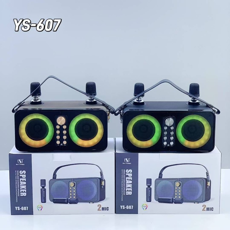 YS-607 新しいマイクポータブル Bluetooth スピーカー屋外 KTV ロックサブウーファーホームデュアルマイクオーディオ|undefined