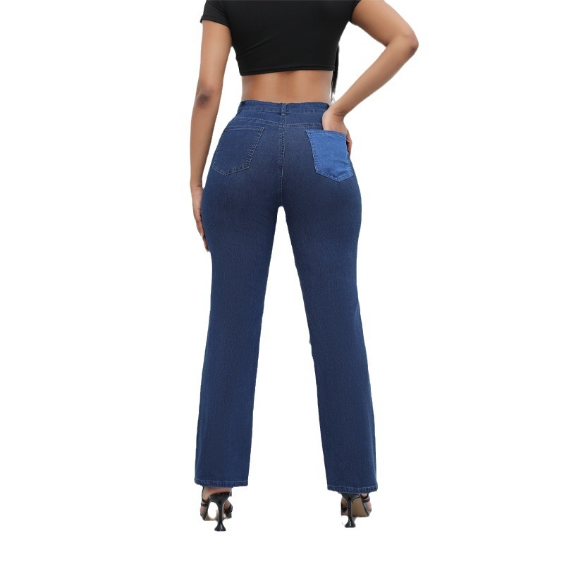 Tallas grandes ropa de mujer 2023 otoño en stock transfronterizo nuevo europeo y americano de alta calidad recta cintura alta jeans al por mayor para mujeres