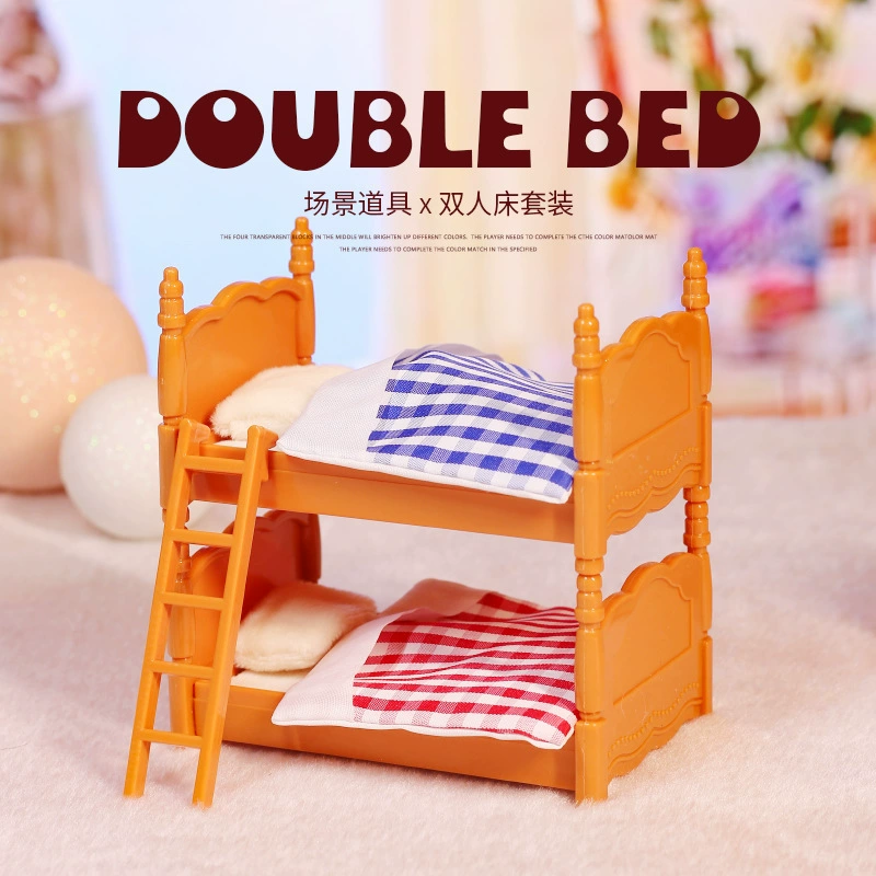 Miniature Dollhouse Furniture Set, Multicolor Plastic, Multi-Scene Kit (Tables, Beds, Kitchen)