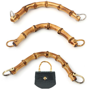 Real Bamboo Handle Bag Bamboo Hand Holding National Style Handbag Bamboo Handle Semi-circular Bamboo Ring Handbag Bamboo Root Handle