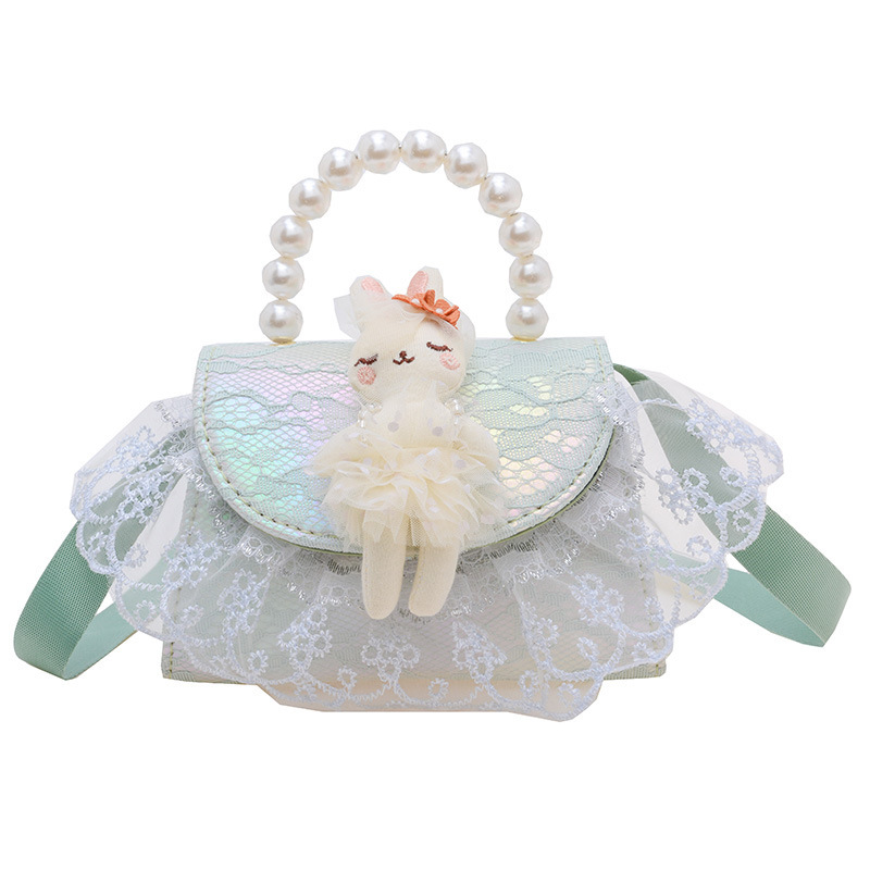 Bagos de princesa de perlas de moda, bolsos lindos para niños, mochilas de textura casuales, bolsos de cambio, accesorios