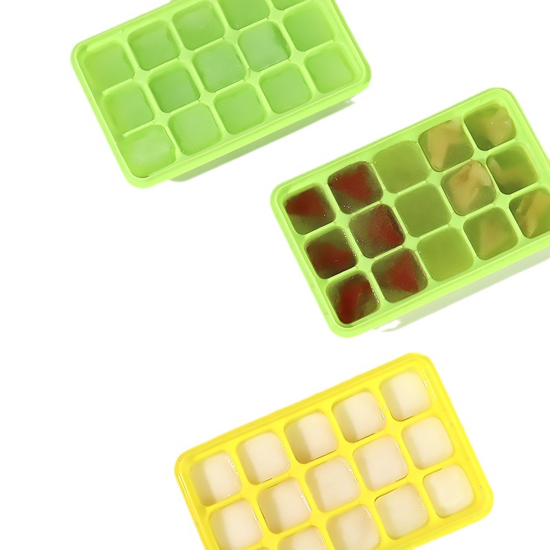 Directo de fábrica bandeja hielo nuevo hogar Comida Casera cubo hielo caja almacenamiento con tapa silicona 15 rejilla jalea molde