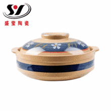 饭店出口手绘陶瓷砂锅大容量平锅高温煲汤锅沙锅家用餐厅酒店