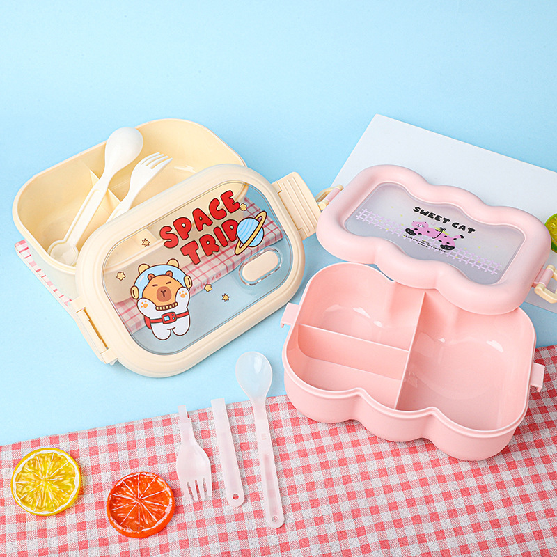 新型アニメ萌え弁当箱学生サラリーマン電子レンジ分格弁当箱食品級食器付き弁当箱|undefined