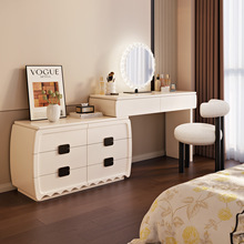 JQ07新款主卧室奶油风梳妆台斗柜一体现代简约轻奢高级床尾化妆桌