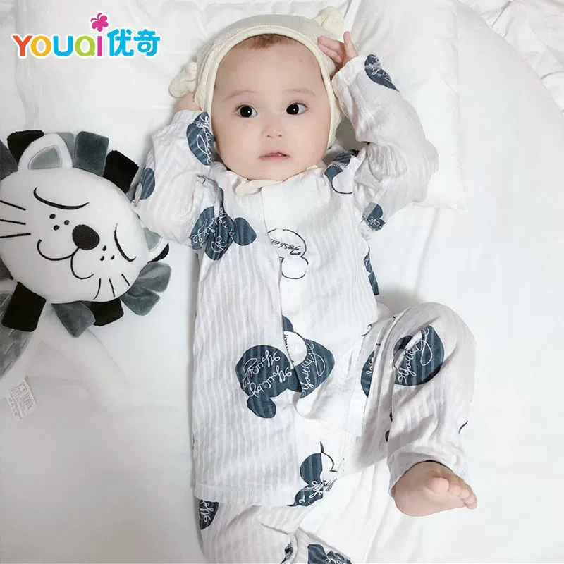 优奇 Летняя детская одежда, детский шелковисто-хлопковый муслин тонкие pijama для мальчиков, коллекция 2021