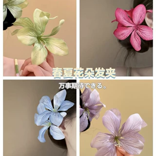 春日氛围感绿色花朵发夹女清新甜美发卡子度假拍照旅行发饰鸭嘴夹