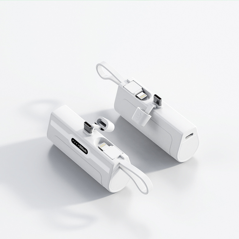 クロスボーダーミニカプセルパワーバンクにはケーブルが付属しています 5000 mAh ポータブルギフトロゴプリントポケットパワーバンク|undefined