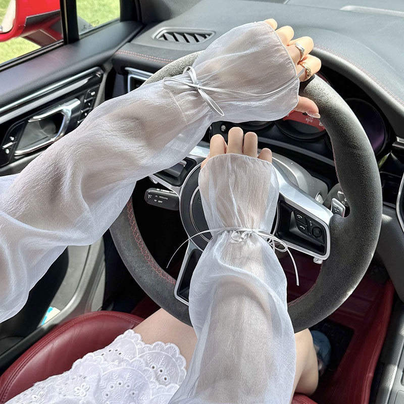 Mangas de hielo, mangas de seda de hielo, protector solar de verano para mujer, lazo ligero y suelto, manga de hielo de conducción de alto valor, mangas de protección solar