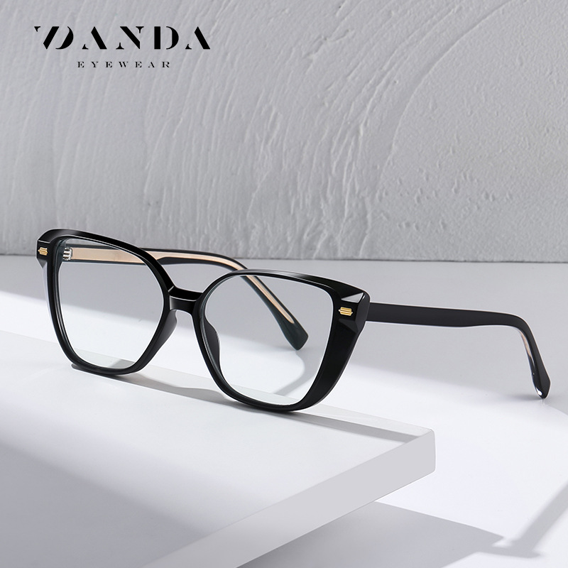 El Comercio exterior nuevo ojo de gato gafas Marco de las mujeres de moda ultra-luz gafas lisas TR-BC908 Placa de moda pierna anti-azul gafas de luz