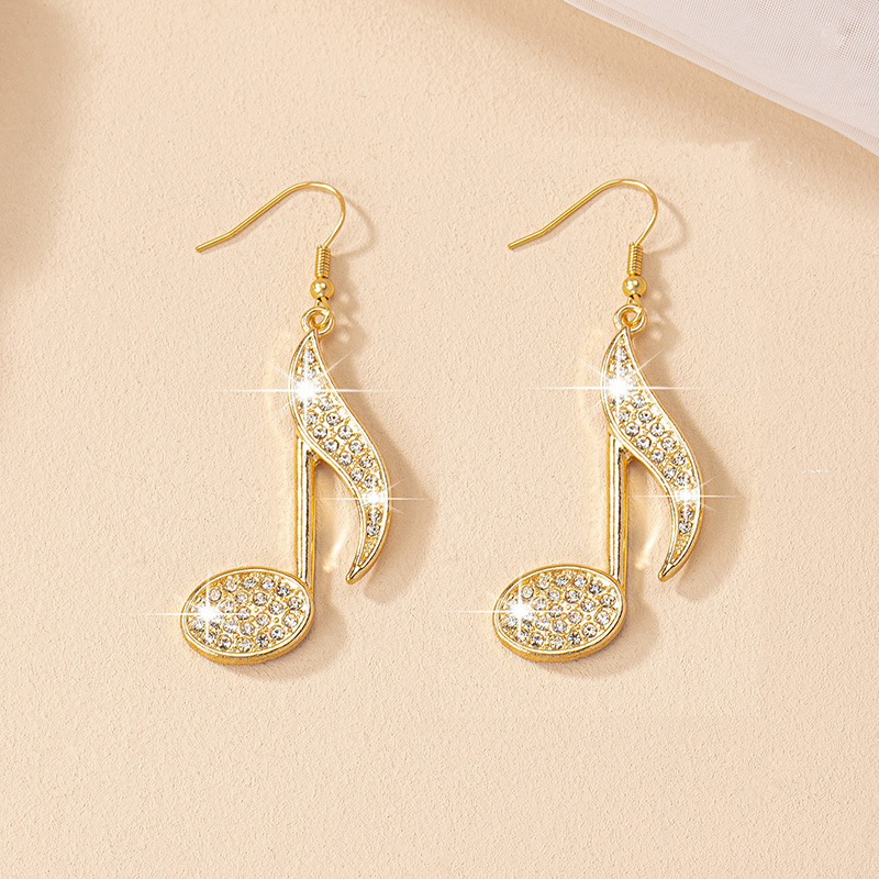 Wholesale Jewelry Simple Style Notes Alloy Zircon Inlay Drop Earrings display picture 3