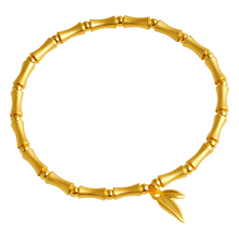Nuevo brazalete chino de bambú de estilo chino para damas que no se desvanece durante mucho tiempo, brazalete de marea nacional de esmalte, joyería de latón dorado de arena vietnamita