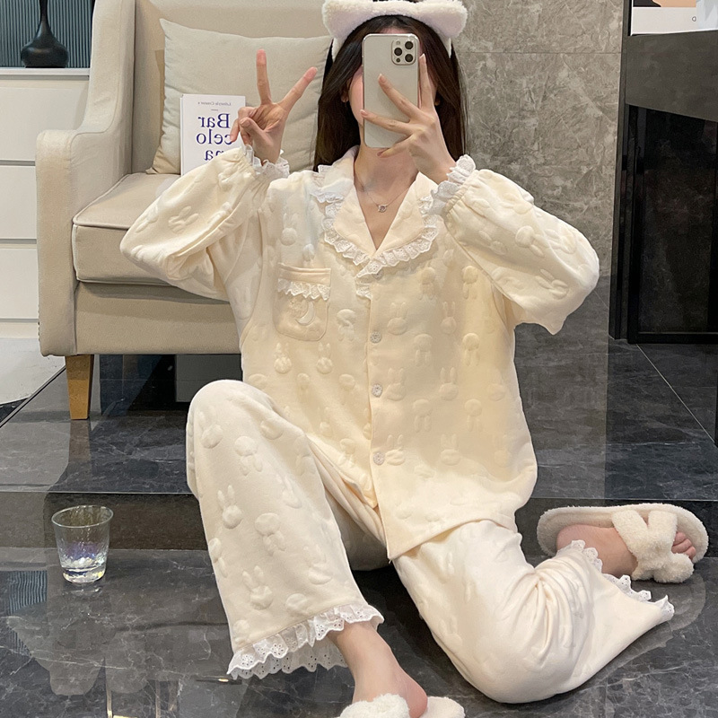 해피 월 가을, 겨울 샌드위치 코튼 출산 잠옷 달콤한 가디건 산모 모유 수유 의류 샌드위치 따뜻한 감금 옷