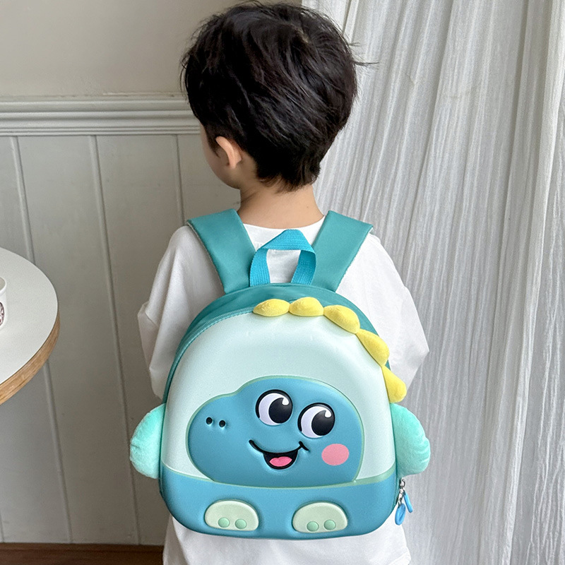 Caricatura lindos dinosaurios niños bolsas de pecho de cáscara de huevo ligera, mochila para niños y niñas, jardín de infantes, mochila para bebés