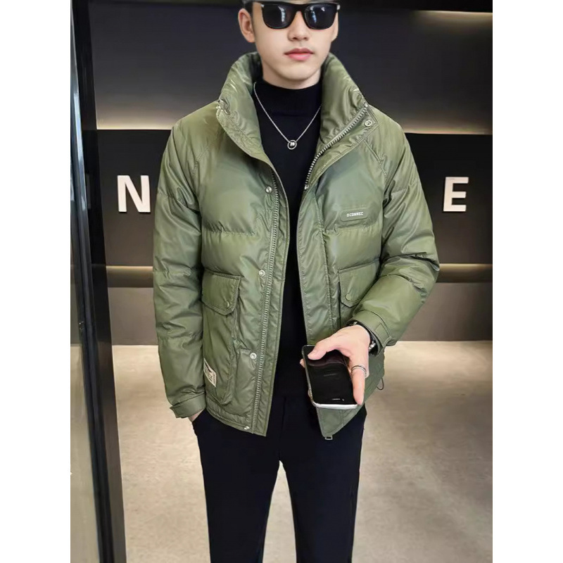 Invierno hombre collar 50 chaqueta de plumón blanco moda moda suelta casual versátil chaqueta de plumón
