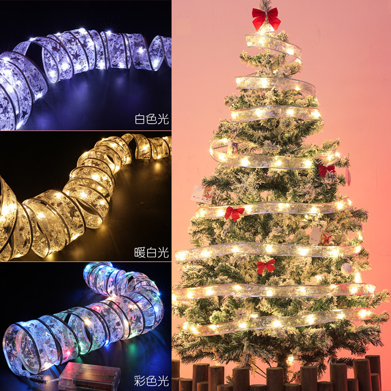 Navidad transfronteriza LED ribbon string de árbol de Navidad atmósfera decoración de arco de aluminio de aluminio estrella de cobre