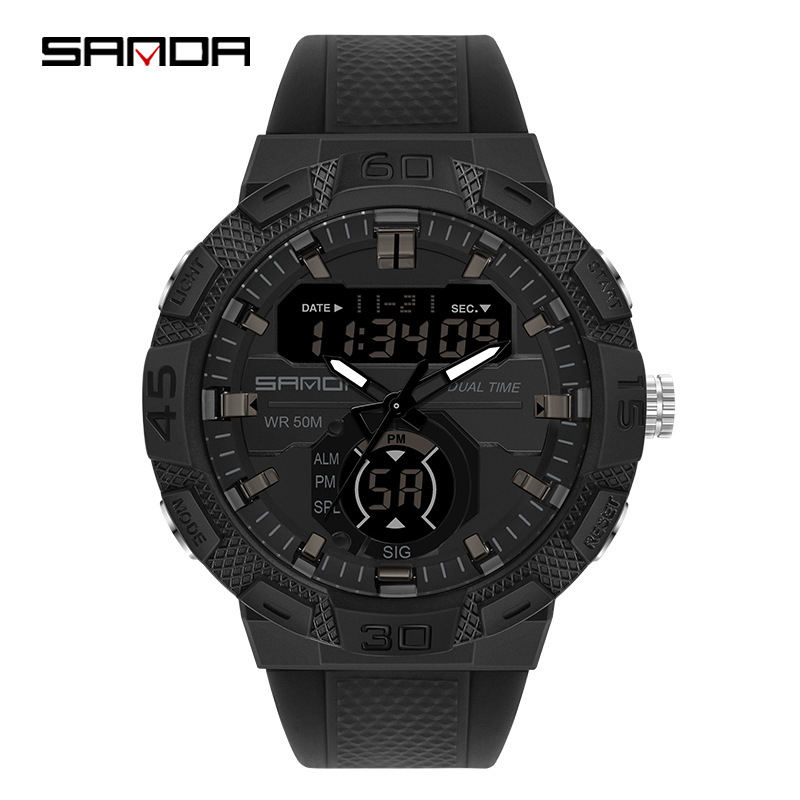 SANDA moda electrónica casual moda reloj fresco juventud hombres y mujeres reloj multifuncional 3087