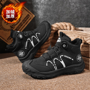 Men's Shoes Plus Cotton Explosive High-value Rotating Button Martin Boots Men's Thick-soled Sports High-top Tire Bottom Tooling Trendy Boots