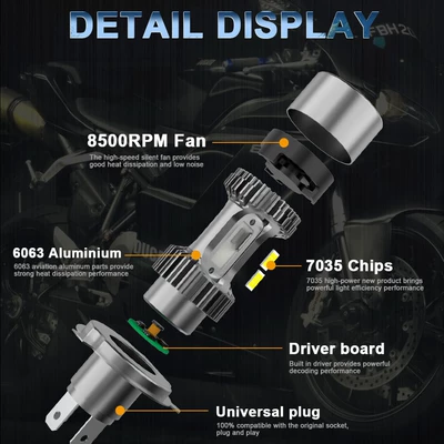 Motorcycle headlights, headlights Electric Vehicle Light H4 Super