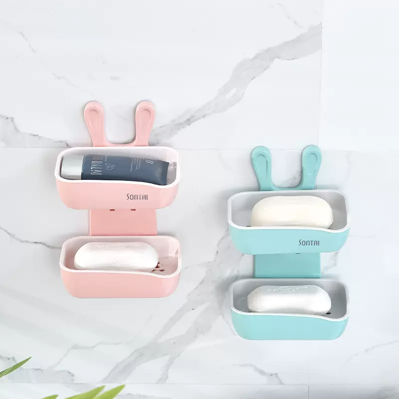 淞泰新品创意双层肥皂盒卡通可爱小兔皂盒简约现代卫生间肥皂收纳