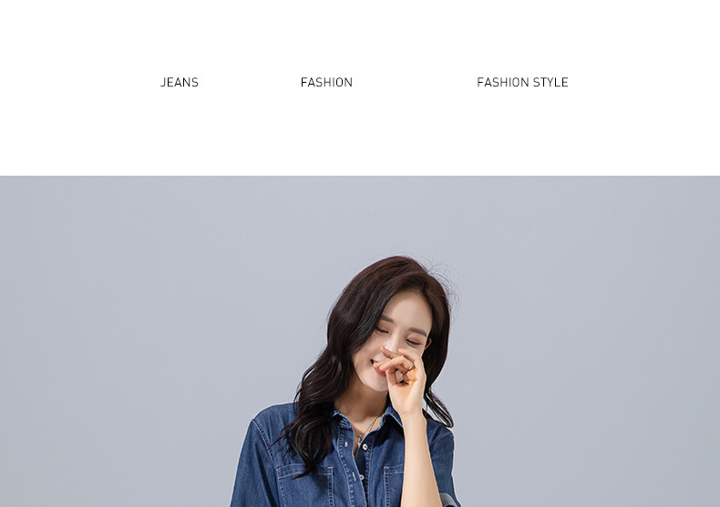 Váy liền dáng dài polo cotton thắt eo dây rút tay ngắn mùa hè — Màu xanh lam chi tiết 21