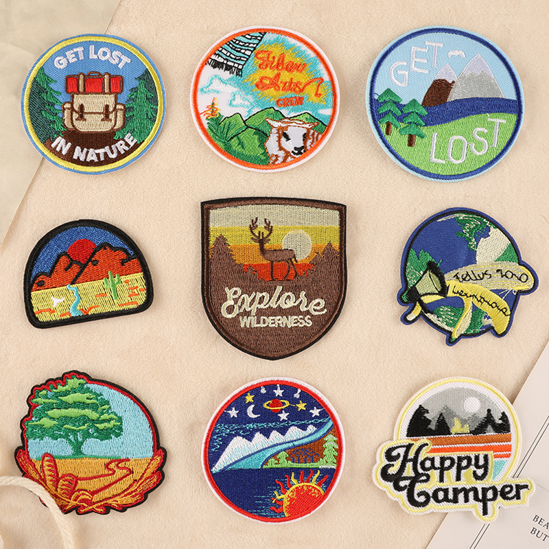 千枫电脑绣花标服装辅料箱包配饰跨境货源刺绣贴DIY补丁徽章布贴