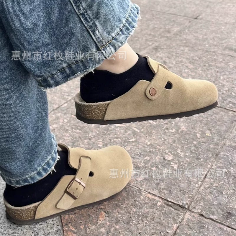 Элитная обувь Birkenstock 2025 года, новая кожа BK с пробковой подошвой, мужская и женская одинаковые стиль, ленивый внешний вид, сумка, полуподошва