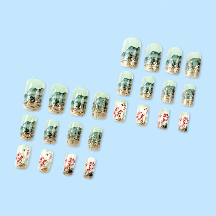 Lvzhan Shanlin polvo de manicure, simple parche de uñas cuadrado europeo, uñas de venta caliente transfronteriza