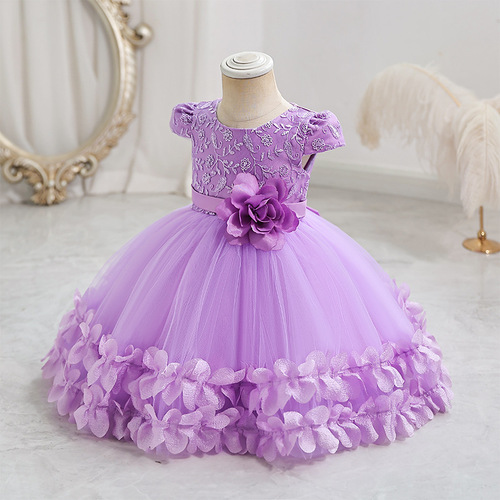 Children's performance dress lace princess skirt holiday ball gown chiffon dress first birthday dress performance costume