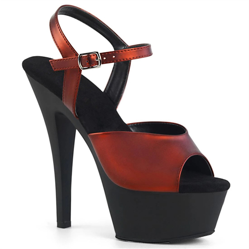 17cm nuevo estilo de verano de botón de tacones altos de moda azul pez boca francesa tamaño grueso fondo azul tacones altos de moda