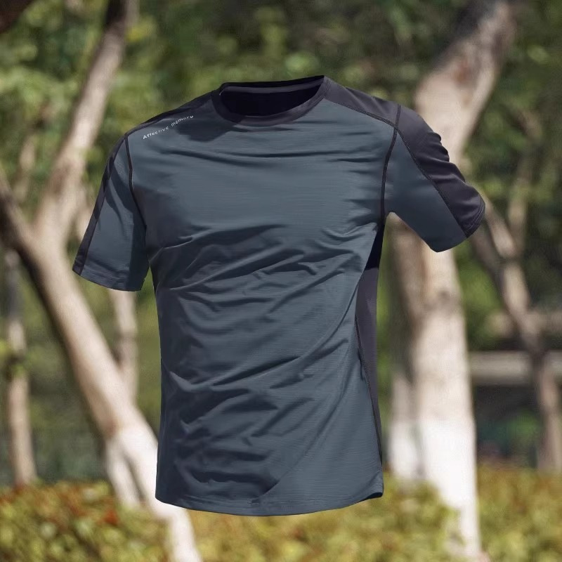 Fitness Clothes for Men, Special for Marathon Running, Training, Casual Summer Quick-Drying Short-Sleeved Shorts, Sports Ice Silk Tops