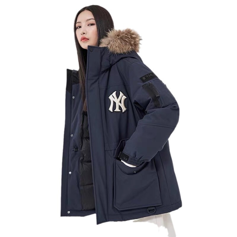 莆田純原MLB工装ダウンジャケットNYヤンキース大毛襟中長男女スタイルパーカー卸売り|undefined